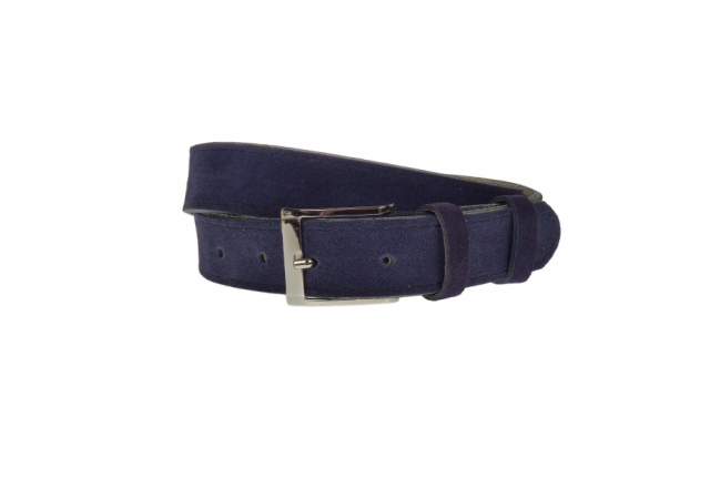 Curea barbati, casual-eleganta, din piele naturala intoarsa, latime 3.5 cm, bleumarin - CL006